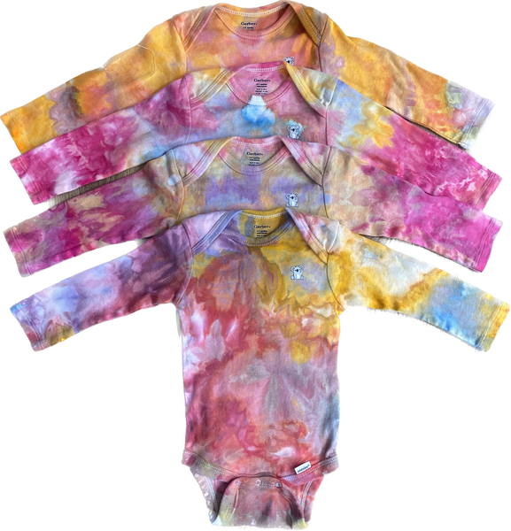 4PK Ice Dye Long Sleeve Onesies